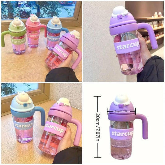 Tumbler Leakproof Water Cup, With Handle And Straw 600ml