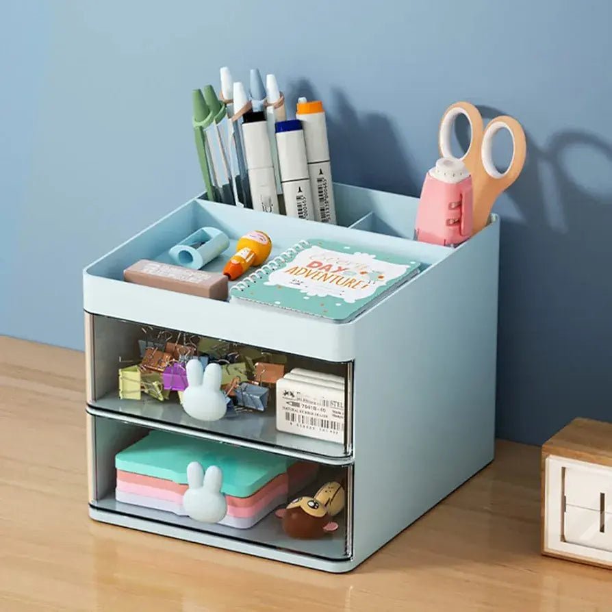 Rabbit Desk Organizer Makeup and Stationery Storage Box with Drawers