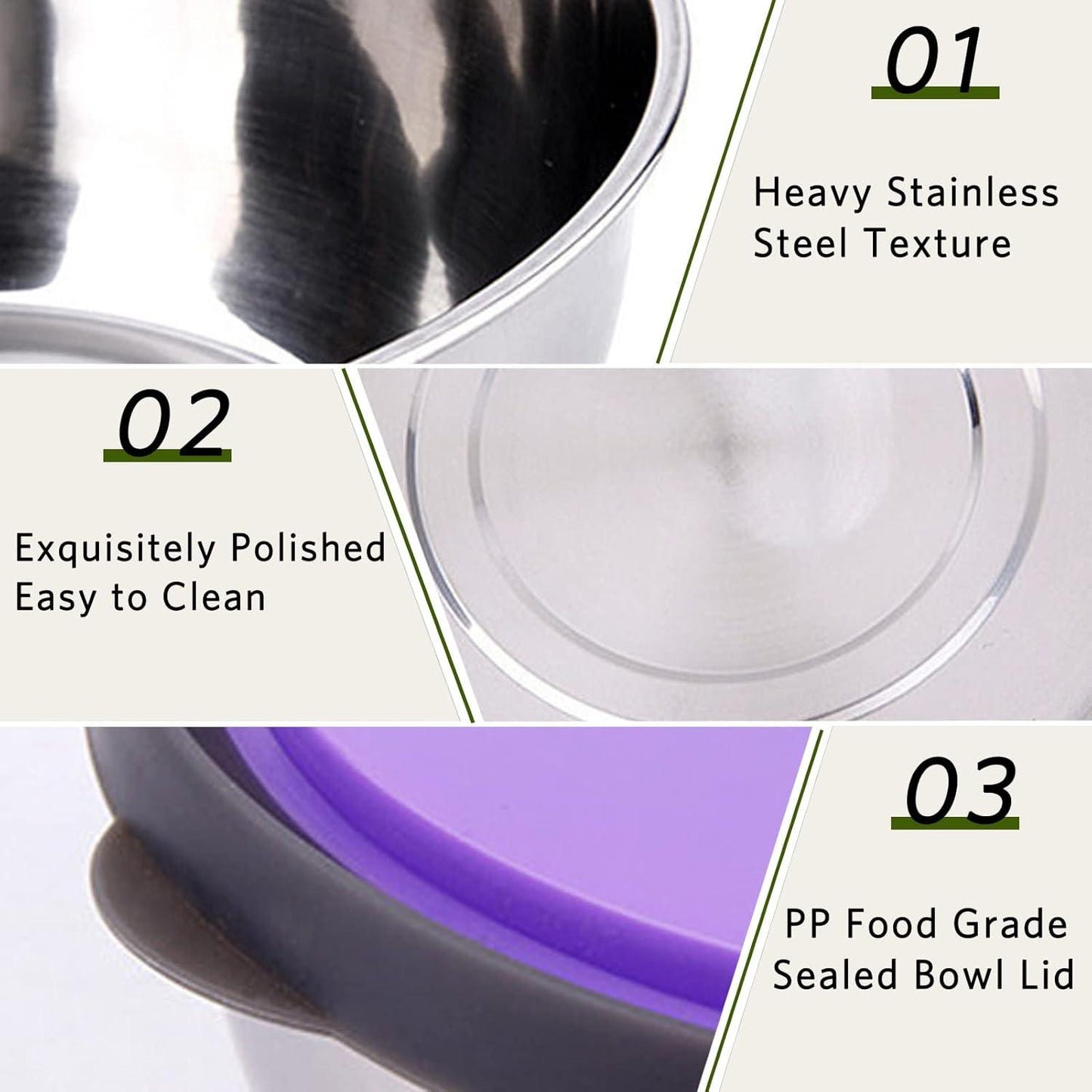 3pcs Bowl Set Stainless Steel