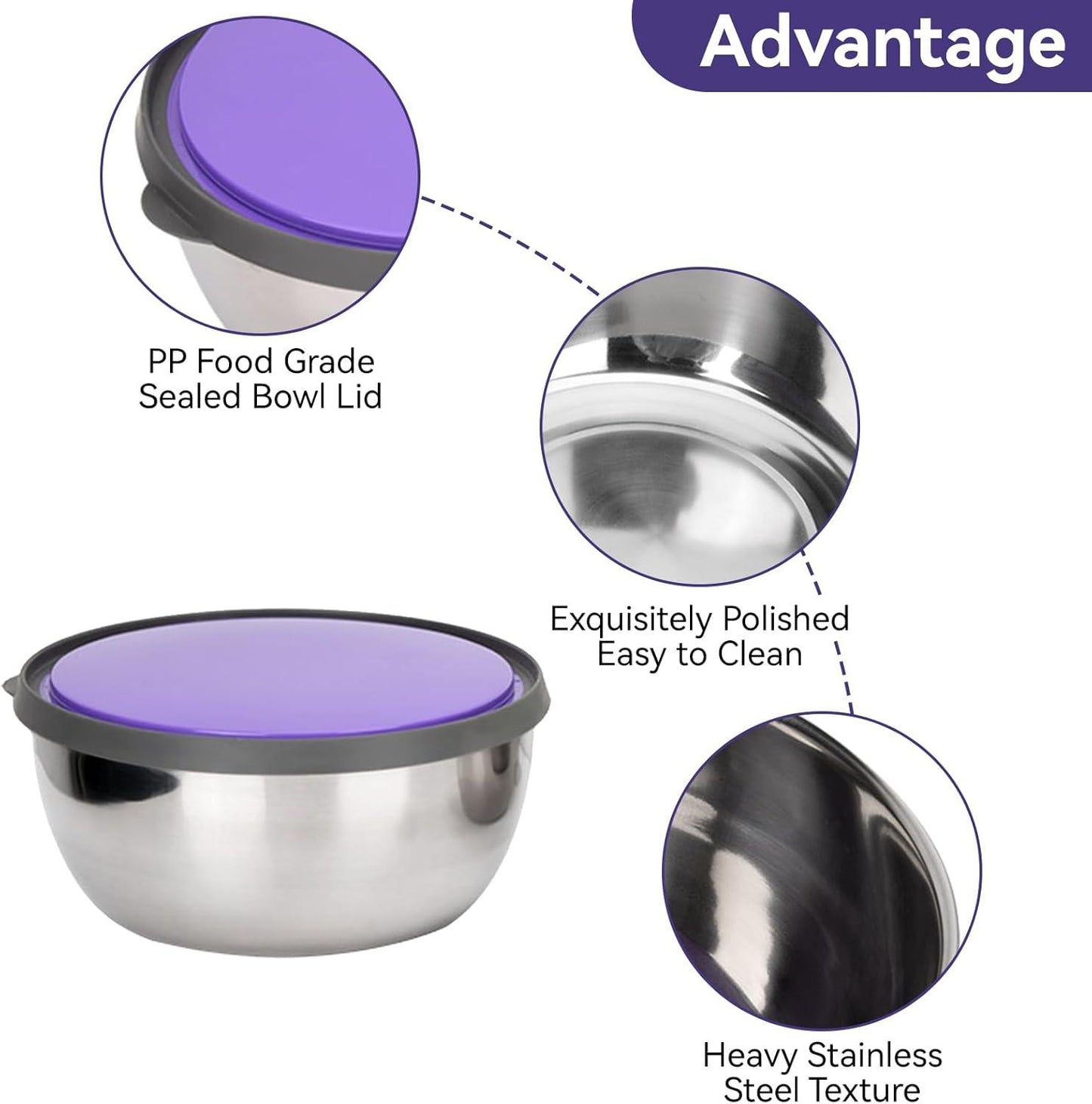3pcs Bowl Set Stainless Steel
