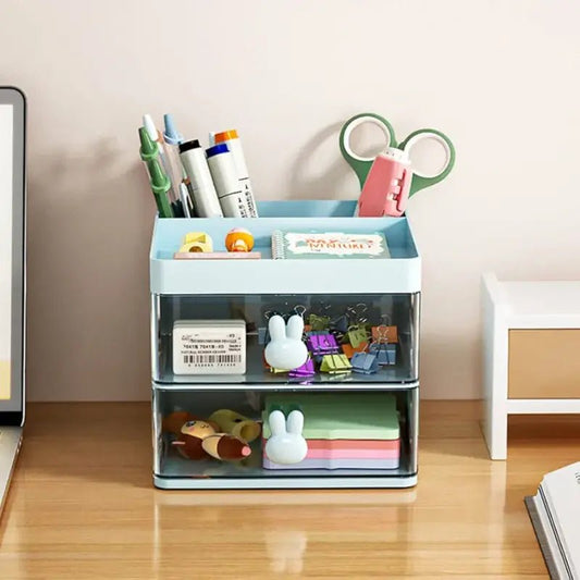 Rabbit Desk Organizer Makeup and Stationery Storage Box with Drawers