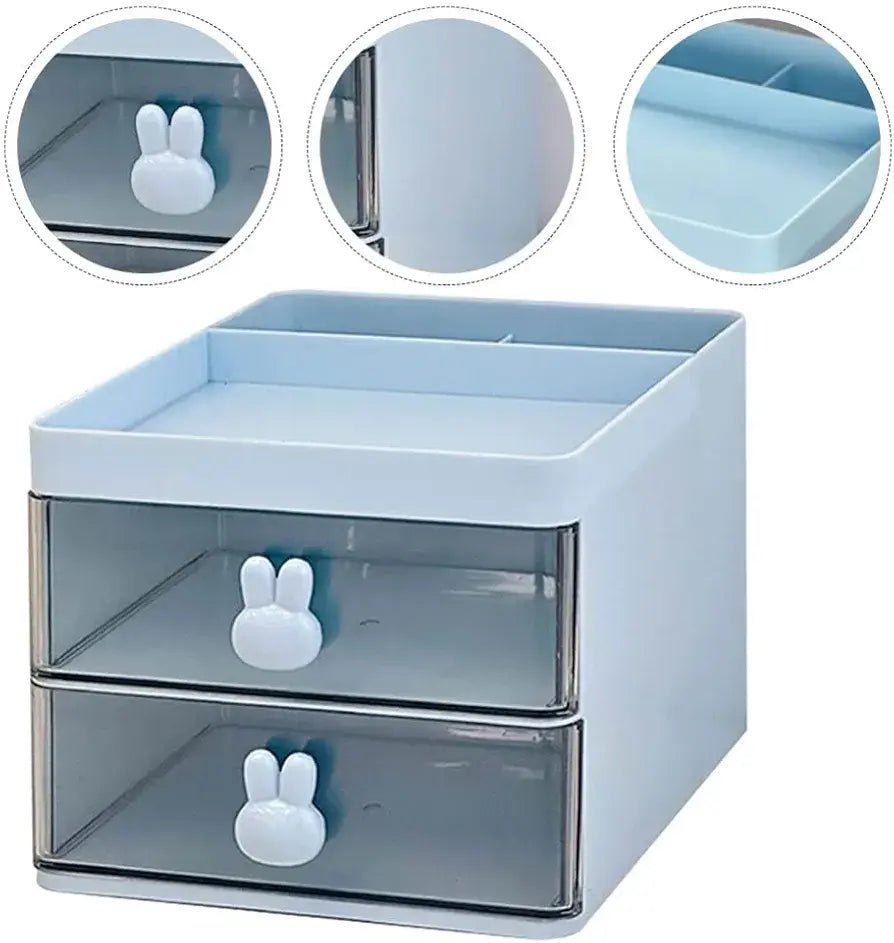 Rabbit Desk Organizer Makeup and Stationery Storage Box with Drawers